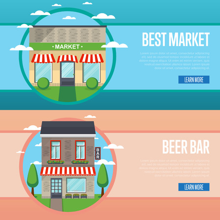 best market and beer bar banner set royalty free cliparts vectors best market flyer