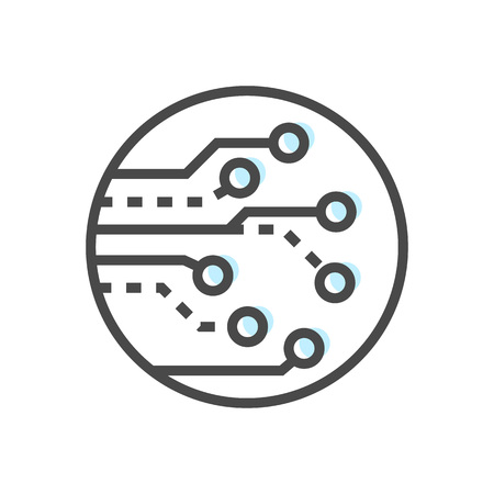 Artificial intelligence icon with computer electronic scheme symbol. Modern cyber linear pictogram, smart new