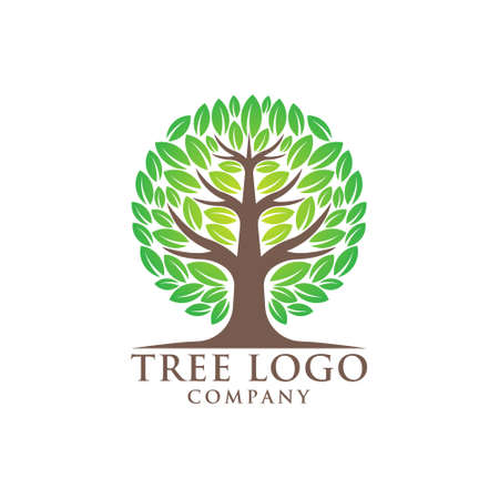 Tree logo design vector illustration. abstract tree logo vector in creative design concept for nature, agriculture and farm business. tree logo, icon, sign and symbol vector design illustration. Фото со стока