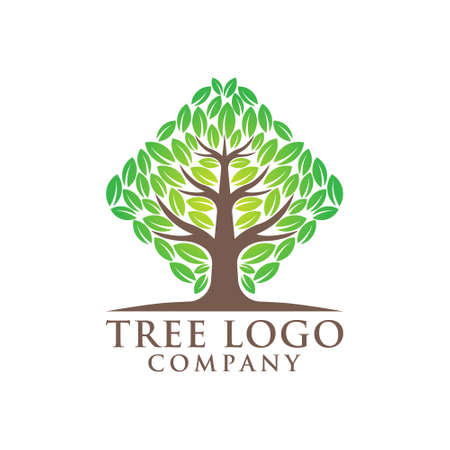 Tree logo design vector illustration. abstract tree logo vector in creative design concept for nature, agriculture and farm business. tree logo, icon, sign and symbol vector design illustration. Фото со стока