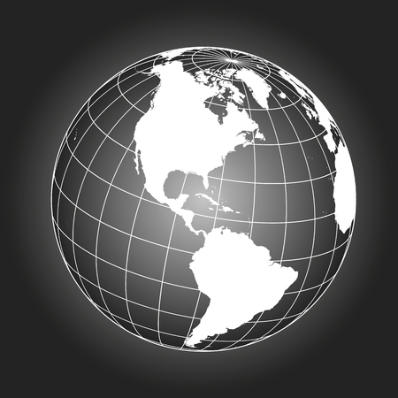 Globe Carte Centree Sur Le Pole Nord Projection Orthographiques Avec Graticule Carte Vectorielle Clip Art Libres De Droits Vecteurs Et Illustration Image