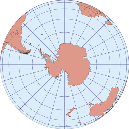 南極を中心とした地図をグローブします Ortographic 経緯線を投影 ベクトル マップ のイラスト素材 ベクタ Image