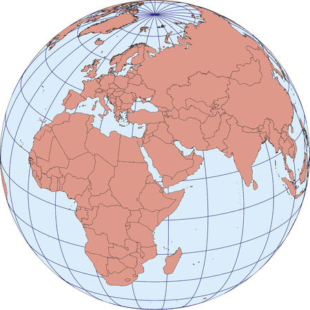 Globe Carte Centree Sur Le Pole Nord Projection Orthographiques Avec Graticule Carte Vectorielle Clip Art Libres De Droits Vecteurs Et Illustration Image