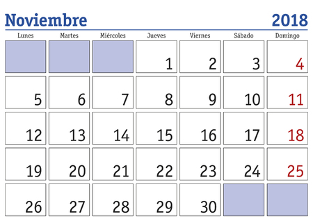 spanish calendar november 2018