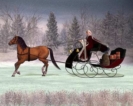 Horse Sleigh Stock Photos Royalty Free Images Ilration Of A Traditional Father Christmas In Horse Drawn Sleigh Digitally Rendered