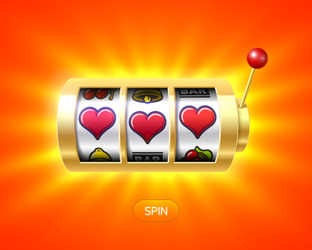 ゴールドの片腕の盗賊のスロット マシン バレンタインの日の概念上のシンボルをハート 3 つのイラスト素材 ベクタ Image ゴールドの片腕の盗賊のスロット マシン バレンタインの日の概念上のシンボルをハート 3 つのイラスト素材 ベクタ Image