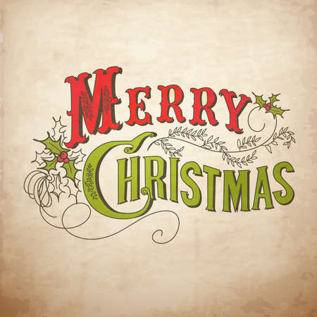 vintage christmas card merry christmas lettering royalty free vintage christmas image