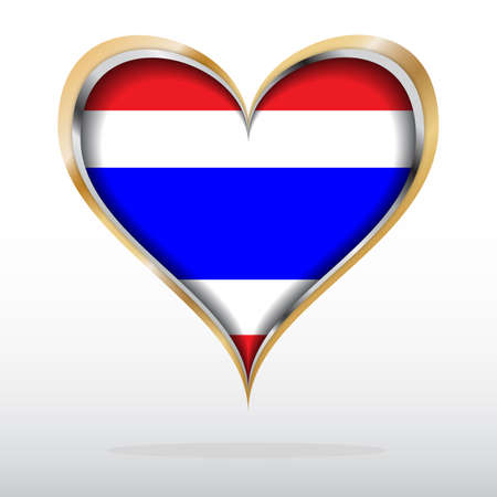 黄金の心にタイ国旗のイラストのイラスト素材 ベクタ Image 黄金の心にタイ国旗のイラストのイラスト素材 ベクタ Image