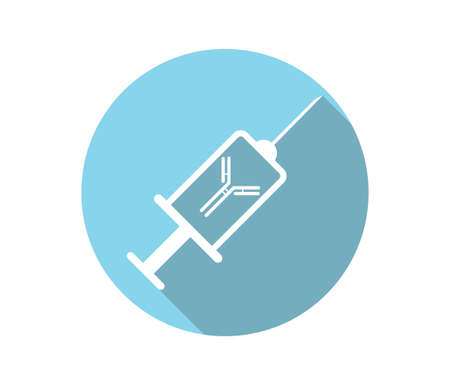 治療用抗体のアイコン 抗体のイラストが記載された注射器のイラスト素材 ベクタ Image