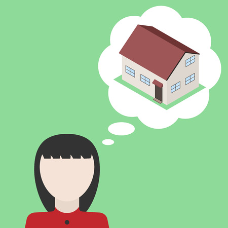 家についての人の男の夢 それ自身の家を取得する欲望の概念 ベクトルの図 のイラスト素材 ベクタ Image