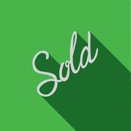 ベクトル アイコンやイラスト表示販売店でウィット単語長い影とフラットなデザイン スタイルで書道をレタリングの手を販売 の写真素材 画像素材 Image