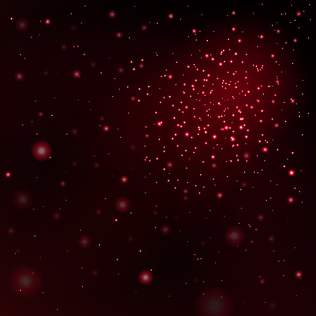赤黒夜空の背景を星します 抽象的なボケ味は 輝く空間デザイン 星空天の川 赤い銀河スターライト輝き輝き 暗いベクトル図に金色の光沢のあるファンタジー グローのイラスト素材 ベクタ Image
