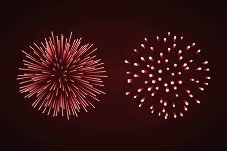 美しい紫色の花火セット 明るい花火は黒い背景を隔離しました クリスマス 新年のお祝い ホリデーフェスティバル バースデーカード ベクトルイラストのための淡いピンクの装飾花火のイラスト素材 ベクタ Image