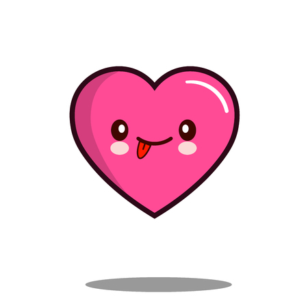 Emoticon Cute Love Heart Cartoon Character Icon Kawaii Flat Design