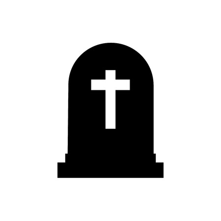 ハロウィーンの墓のアイコンのシルエット 墓石ベクトルイラスト 廃棄標識フラット アイコンをリッピングします のイラスト素材 ベクタ Image