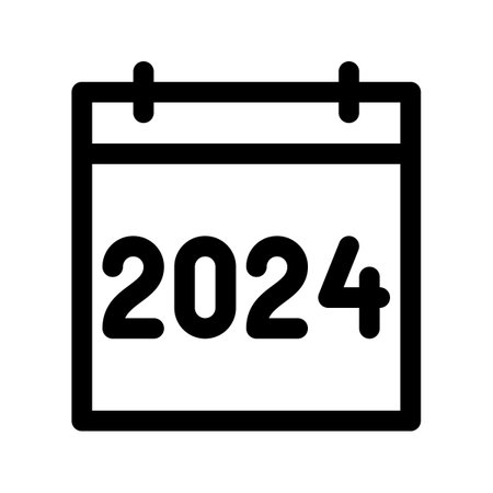 2024 calendar line icon vector graphics