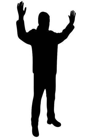 Man Surrendering With Both Hands Raised In Air Royalty Free SVG, Cliparts,  Vectors, and Stock Illustration. Image 61413232.