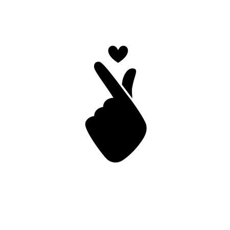 イラスト 韓国のシンボル手心 愛の手ジェスチャーのメッセージ 記号アイコン Web 用様式化され 印刷します 手はハート記号に折り畳まれています の イラスト素材 ベクタ Image