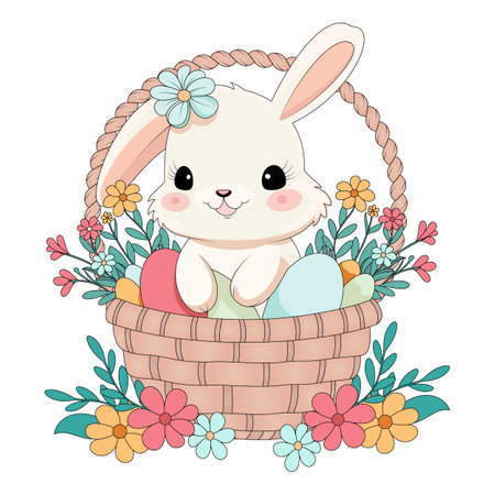 原画、キャンバス「イースターうさぎ」緑　－かわいい絵 うさぎ イラスト おしゃれ 原画,キャンバス「イースターうさぎ
