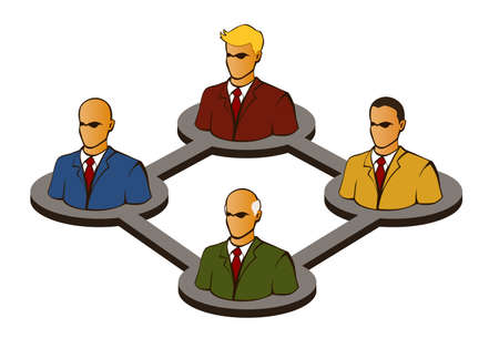 business people network connection, colorful suits clip art preview