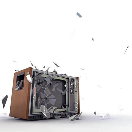 画像破壊テレビやアメリカをフラグします の写真素材 画像素材 Image