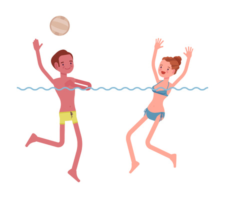 水球若い女性セット プレイ のイラスト素材 ベクタ Image