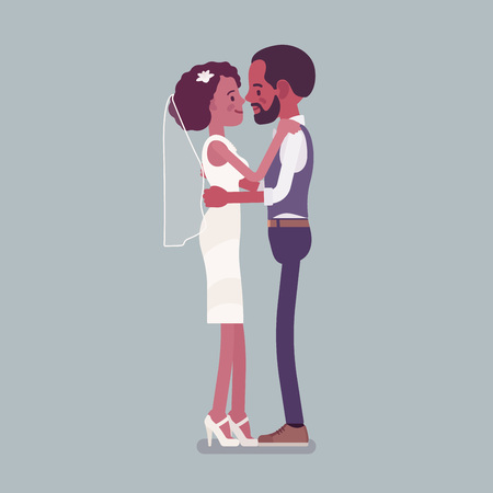 Bride And Groom In Gentle Hug On Wedding Ceremony African