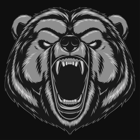 Vector Illustration Angry Bear Head Mascot