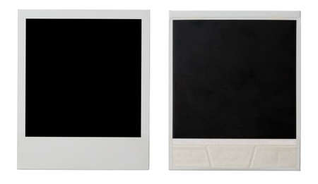 polaroid photo frame both sides isolated on white stock photo