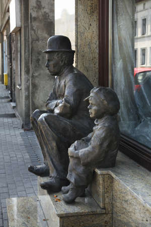 Monument to Charlie Chaplin in Chelmza. Poland