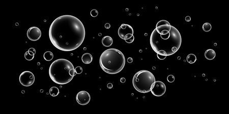 Un ensemble de bulles de savon colorées et colorées pour créer un design. bulles de savon isolées, transparentes et réalistes sur fond transparent.