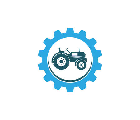 tractor agriculture farm field tool vector icon logo design template