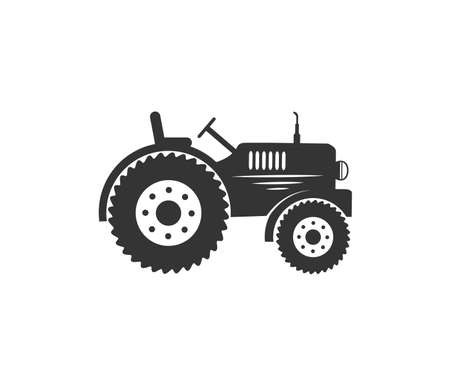 tractor agriculture farm field tool vector icon logo design template