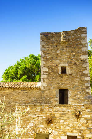 Greece vatheia village. old abandoned tower houses in vathia mani peninsula laconia peloponnese, europe.