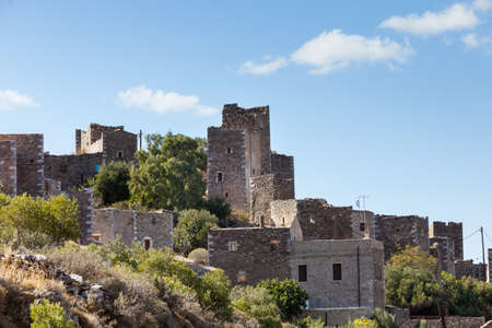 Greece mani peninsula. traditional style stone tower house. laconia peloponnese, europe Stock Photo