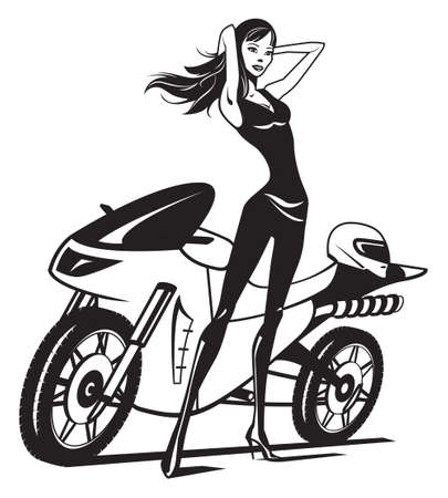 woman motorcycle: Fashion model with motorcycle