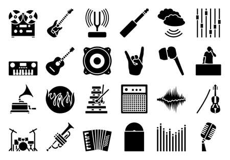 Jeu d'icônes de musique. illustration vectorielle entièrement modifiable. texte développé. Banque d'images