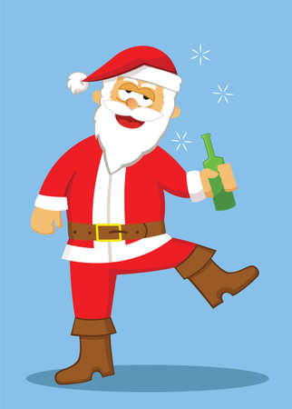 Drunk Santa Cartoon Illustration