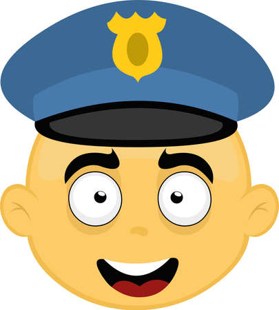 警察の帽子をかぶった黄色いキャラクターの顔のベクターイラスト