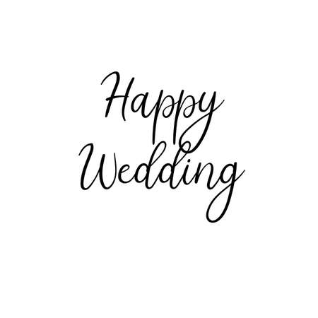 幸せな結婚式 手書き グリーティング カード 結婚式の招待状のためのカリグラフィー のイラスト素材 ベクタ Image