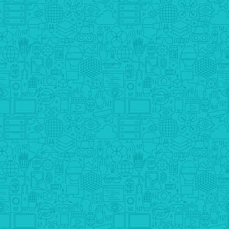 Thin Line Augmented Reality Mint Blue Seamless Pattern Vector Royalty Free Cliparts Vectors And Stock Illustration Image