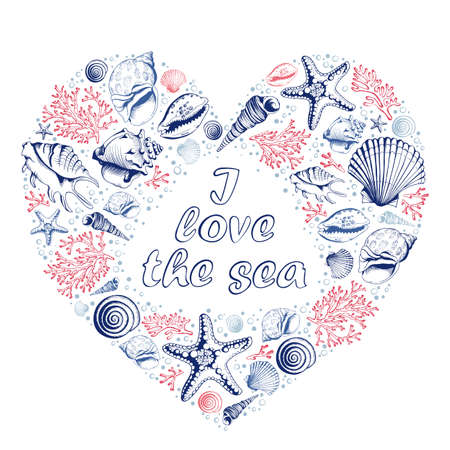 貝殻の心 手描き下ろしベクトル イラスト のイラスト素材 ベクタ Image 貝殻の心 手描き下ろしベクトル イラスト のイラスト素材 ベクタ Image