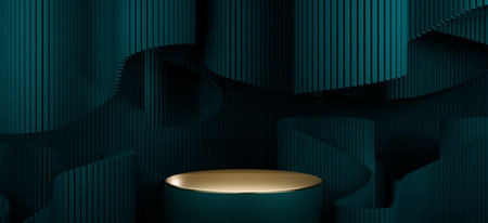 Mock up scene geometry shape podium for product display. abstract wavy background. 3d illustration.