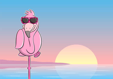 海岸で海に沈む夕日のベクトル イラストのイラスト素材 ベクタ Image 79965418