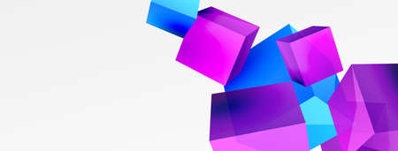 Cubes 3d vecteur abstrait. composition d'éléments géométriques de base en forme de carré 3d. modèle d'entreprise techno à la mode pour fond d'écran, bannière, arrière-plan ou atterrissage