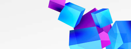 Cubes 3d vecteur abstrait. composition d'éléments géométriques de base en forme de carré 3d. modèle d'entreprise techno à la mode pour fond d'écran, bannière, arrière-plan ou atterrissage Illustrations vectorielles