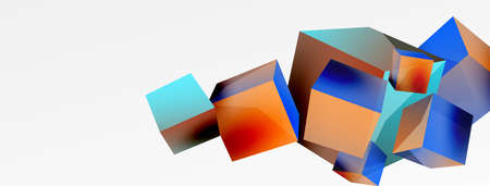 Cubes 3d vecteur abstrait. composition d'éléments géométriques de base en forme de carré 3d. modèle d'entreprise techno à la mode pour fond d'écran, bannière, arrière-plan ou atterrissage