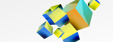 Cubes 3d vecteur abstrait. composition d'éléments géométriques de base en forme de carré 3d. modèle d'entreprise techno à la mode pour fond d'écran, bannière, arrière-plan ou atterrissage