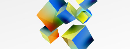 Cubes 3d vecteur abstrait. composition d'éléments géométriques de base en forme de carré 3d. modèle d'entreprise techno à la mode pour fond d'écran, bannière, arrière-plan ou atterrissage