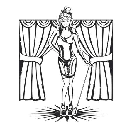 椅子の上のストリップ ショー ガールのシルエット のイラスト素材 ベクタ Image